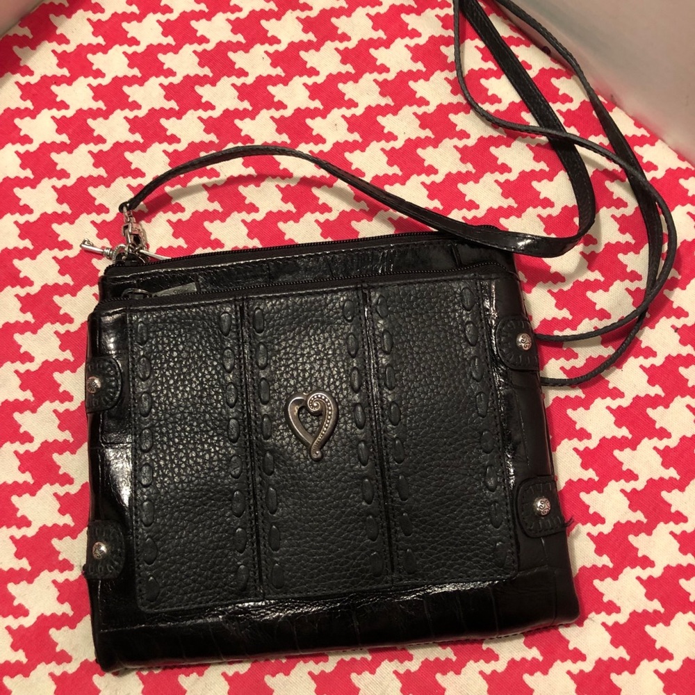 Brighton Black Leather Crossbody Bag